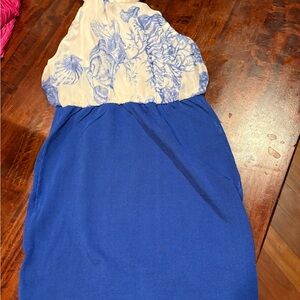 WOW Couture Blue and Cream Casual Dress
